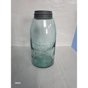 Green Half Gallon Atlas Mason Jar Nov. 30th 1858 W/zinc Lid